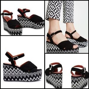 Castaner X Missoni Leather Jute Chevron Designer Platform Ankle Strap Sandals 39